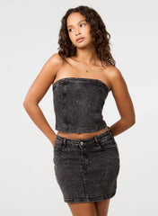 Diamante Denim Bandeau Top