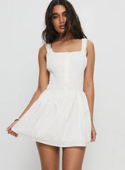 Aurelise Shirred Mini Dress White