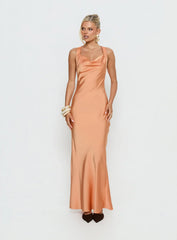Isitt Cowl Crossover Back Maxi Dress Orange
