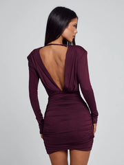 AMELIA MINI DRESS DARK MAUVE