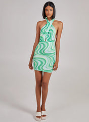 Print Halterneck Mini Dress