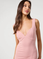 Plunge Neck Dress With Side Split