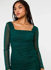 Long Sleeve Mesh Mini Dress