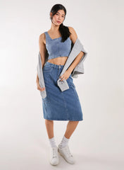 Denim Cropped Corset Top