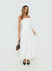 Odela Strapless Drop Waist Maxi Dress White