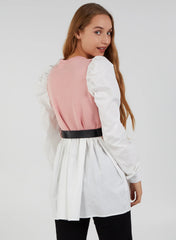 2-1 Puff Sleeve Shirt & Jumper Belted Top