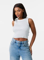 Diamante Ribbed Vest