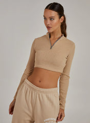Chunky Brushed Rib Zip Up Top