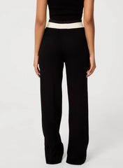 Ribbed Contrast Waist Wide Leg Joggers