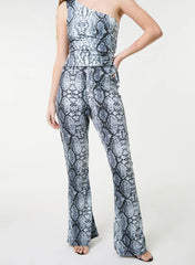 Snake Print Flare Trousers