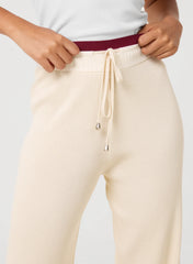 Ribbed Contrast Waist Wide Leg Joggers