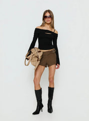 Elyana Layered Cut Out Long Sleeve Top Black