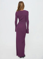Tesley Long Sleeve Maxi Dress Burgundy