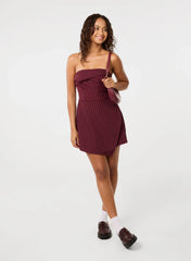 Pinstripe Bandeau Skort Dress