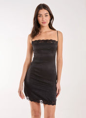 Animal Jacquard Lace Trim Mini Dress