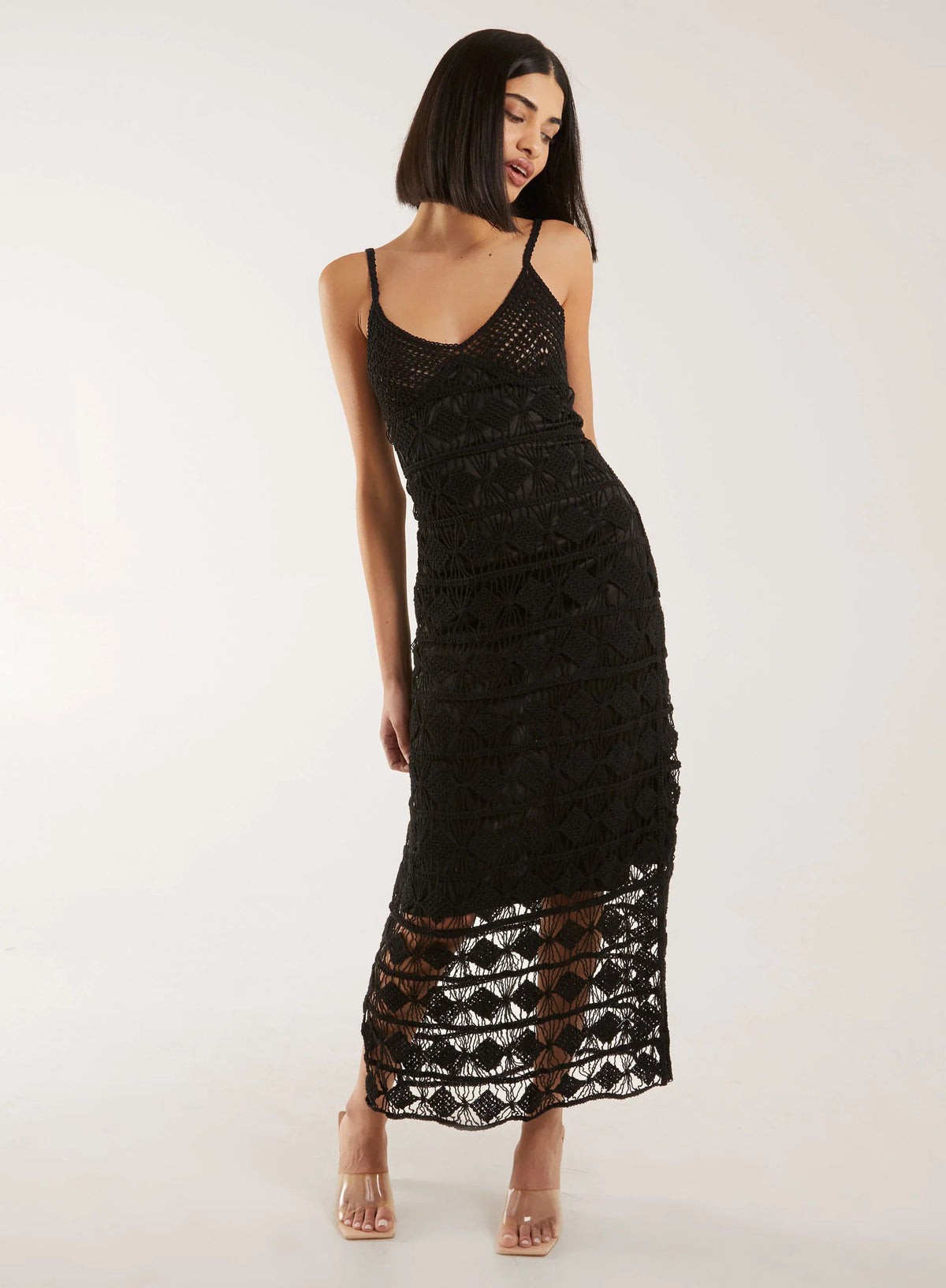 Crochet Geo Pattern Maxi Dress