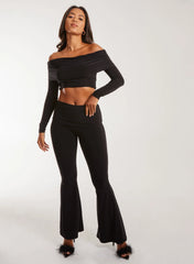 Long Sleeve Slinky Bardot Top