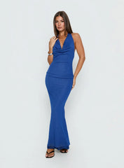 Jazminah Halter Cowl Neck Maxi Dress Royal Blue