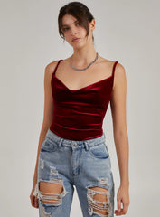 Velvet Cowl Neck Bodysuit