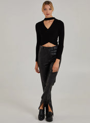 Choker Twist Front Knit Top