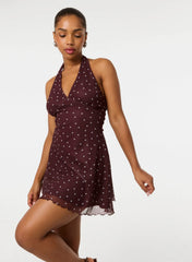 Polka Dot Halter Mini Dress
