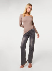 Off Shoulder Asymmetric Hem Top