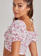 Floral Broderie Puff Sleeve Top