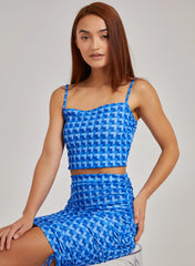 Geometric Print Gathered Mini Skirt