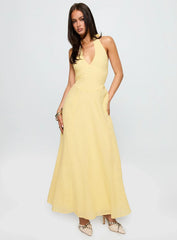 Summer State Halter Maxi Dress Yellow