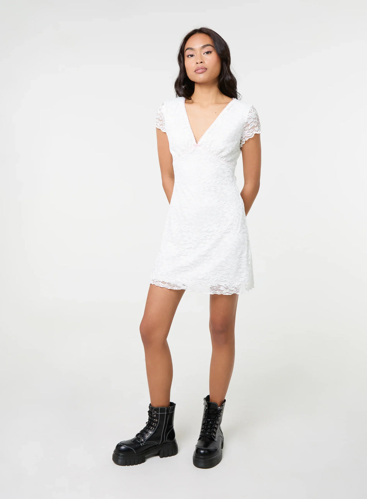 Cap Sleeve Lace Mini Dress