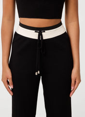 Ribbed Contrast Waist Wide Leg Joggers