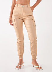 PU Cuffed Cargo Trousers