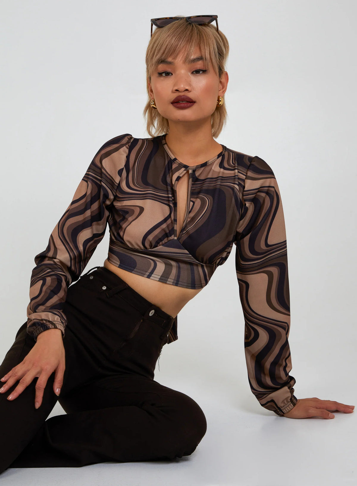 Open Back Marble Print Top