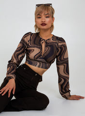 Open Back Marble Print Top