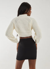 High Neck Knitted Crop Jumper