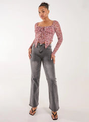 Ditsy Floral Print Long Sleeve Butterfly