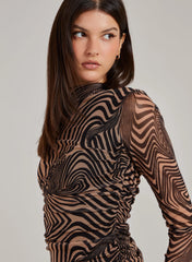 Zebra Swirl High Neck Dress