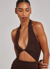 Cut Out Gathered Midi Dress