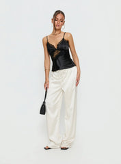 Annamari Lace Satin Cami Top Black