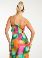 Plisse Graphic Print Top