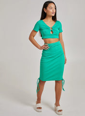 Ring Detail Short Sleeve Ribbed Top