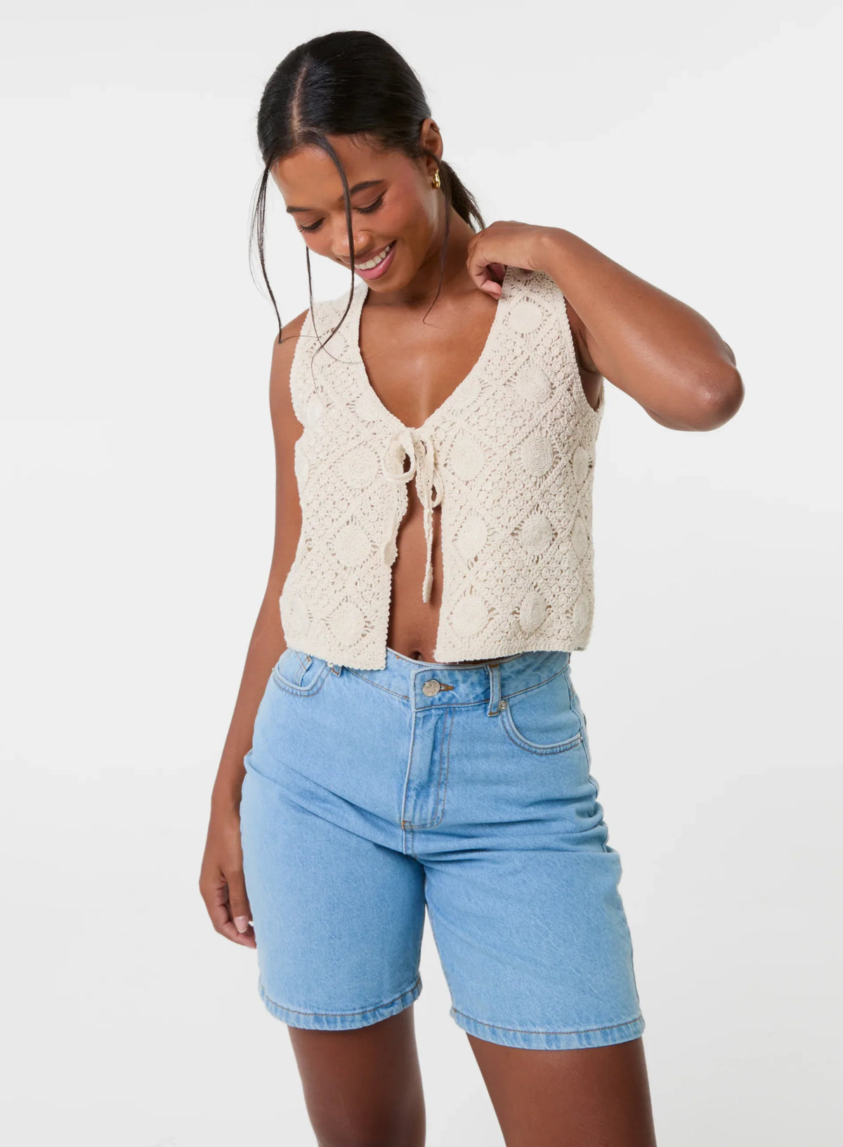 Crochet Tie Front Waistcoat