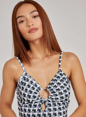 Geometric Print Strappy Mini Dress