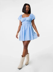 Puff Sleeve Mini Dress with Shorts