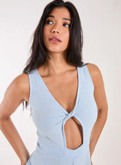Linen Style Twist Front Playsuit