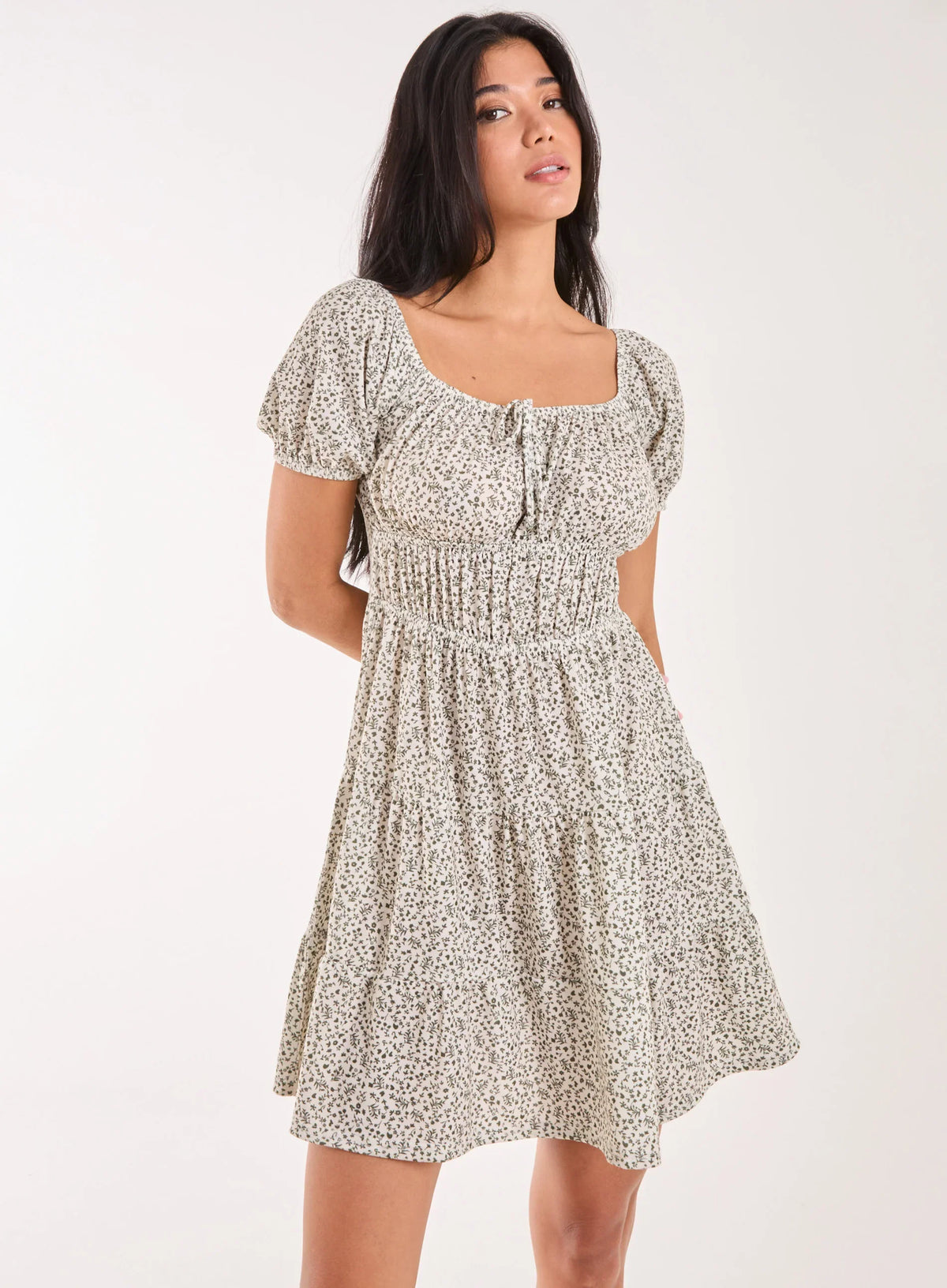Puff Sleeve Tiered Mini Dress