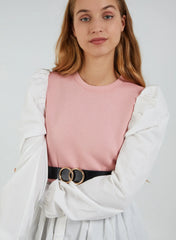 2-1 Puff Sleeve Shirt & Jumper Belted Top