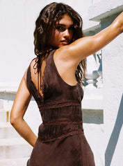 Karlotta Lace Bias Maxi Dress Brown