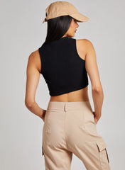 Printed Ribbed Crop Top