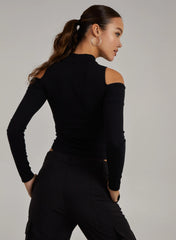 Cold Shoulder Ribbed Bodysuit